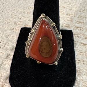Agate Stone, Sterling Silver Overlay Ring